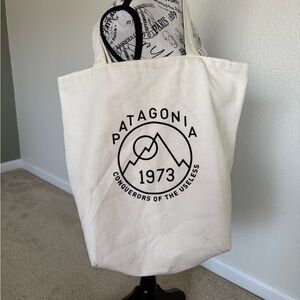 Patagonia Cream Tote with Black Logo
